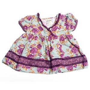 Matilda Jane‎ Girls 4 Secret Fields Lilac Bouquet Wrap Top LA1-133 Summer EUC